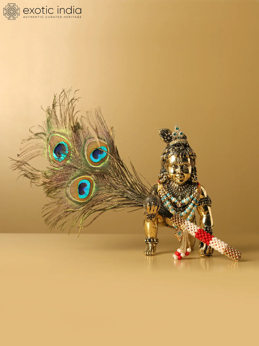Handmade Laddu Gopal Brass Idol for Pooja (Multiple Sizes)