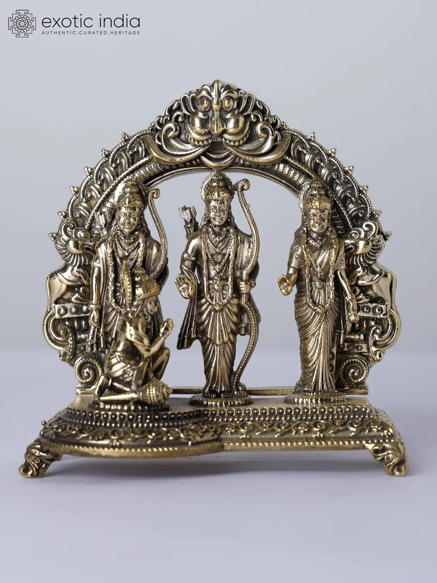 Small Shri Ram Darbar Brass Statue with Kirtimukha Prabhavali