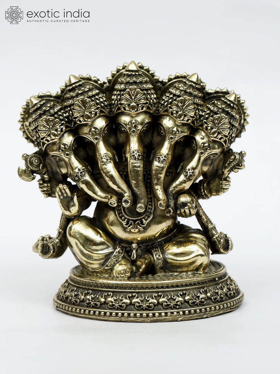 Panchamukhi Ganesha Brass Statue - Five-Faced Ganesha Idol