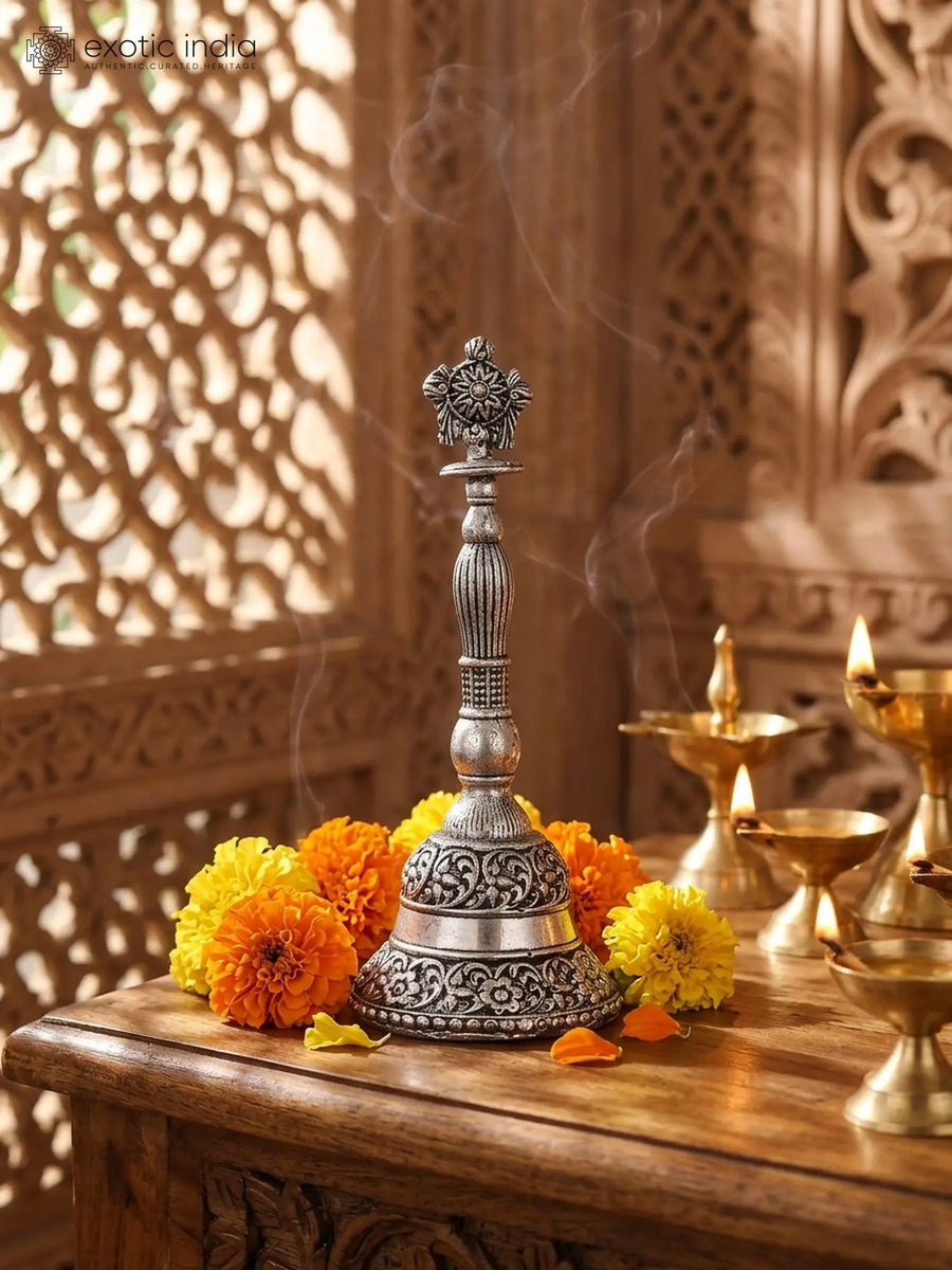 Superfine Vaishnava Chakra Bell Brass with Silver Plating