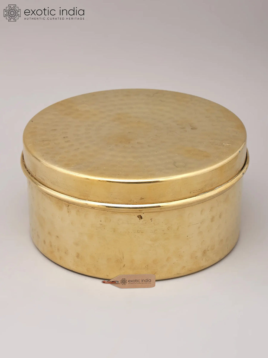 Round Brass Tiffin Box for Home Storage and Kitchen Organization