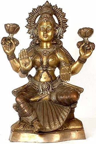 18" Handmade Goddess Lakshmi Brass Idol for Home Pooja