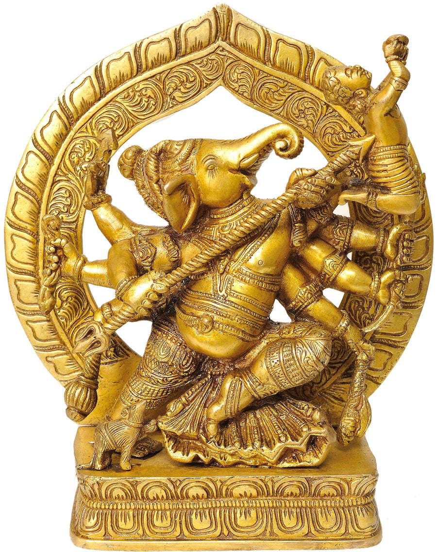 9" Handmade Vighnesha Ganesha Brass Statue for Pooja