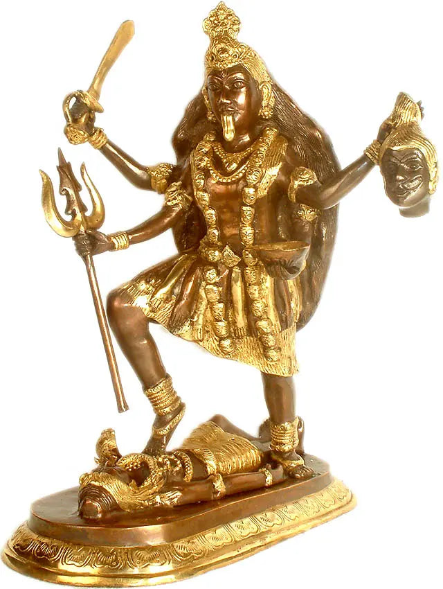 17" Handmade Mother Kali Brass Statue Hindu Goddess Sculpture