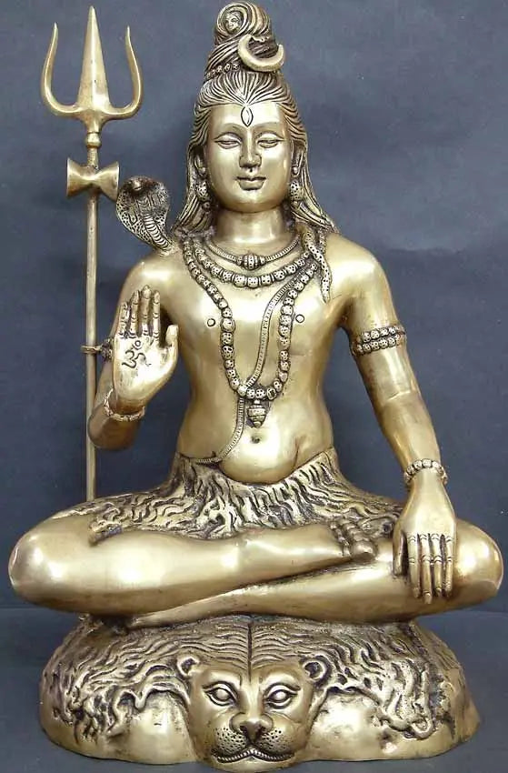 22" Lord Shiva Handmade Brass Statue for Home Pooja