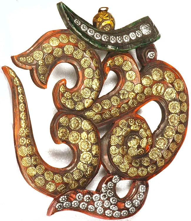 Om AUM with Sun Figures Brass Wall Hanging for Home Decor