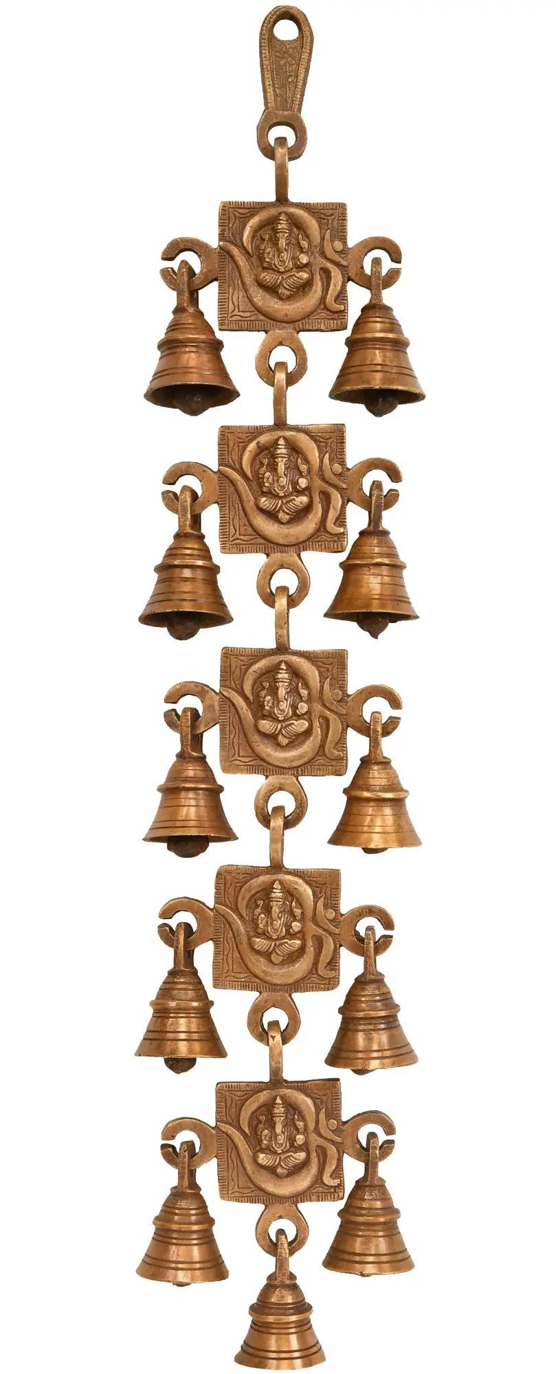 21" Brass OM Ganesha Wall Hanging Bells Handmade