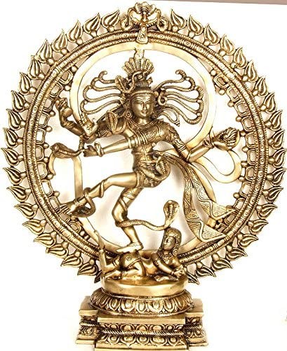 20" Nataraja Dancing Om Backdrop Handmade Brass Statue