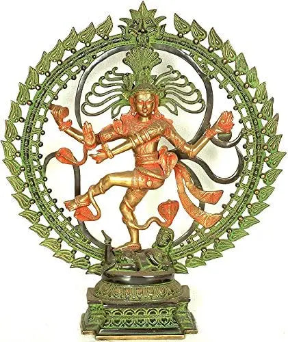 24" Nataraja Dancing Against The Backdrop of Om In Brass | Handmade | Made In India