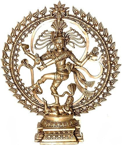 24" Nataraja Dancing Om Backdrop Brass Statue Handmade