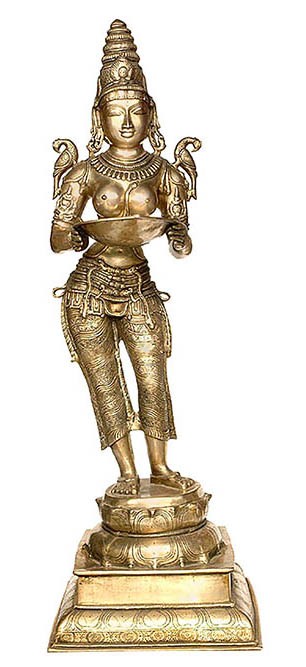51" Large Brass Deeplakshmi Statue Handmade for Pooja