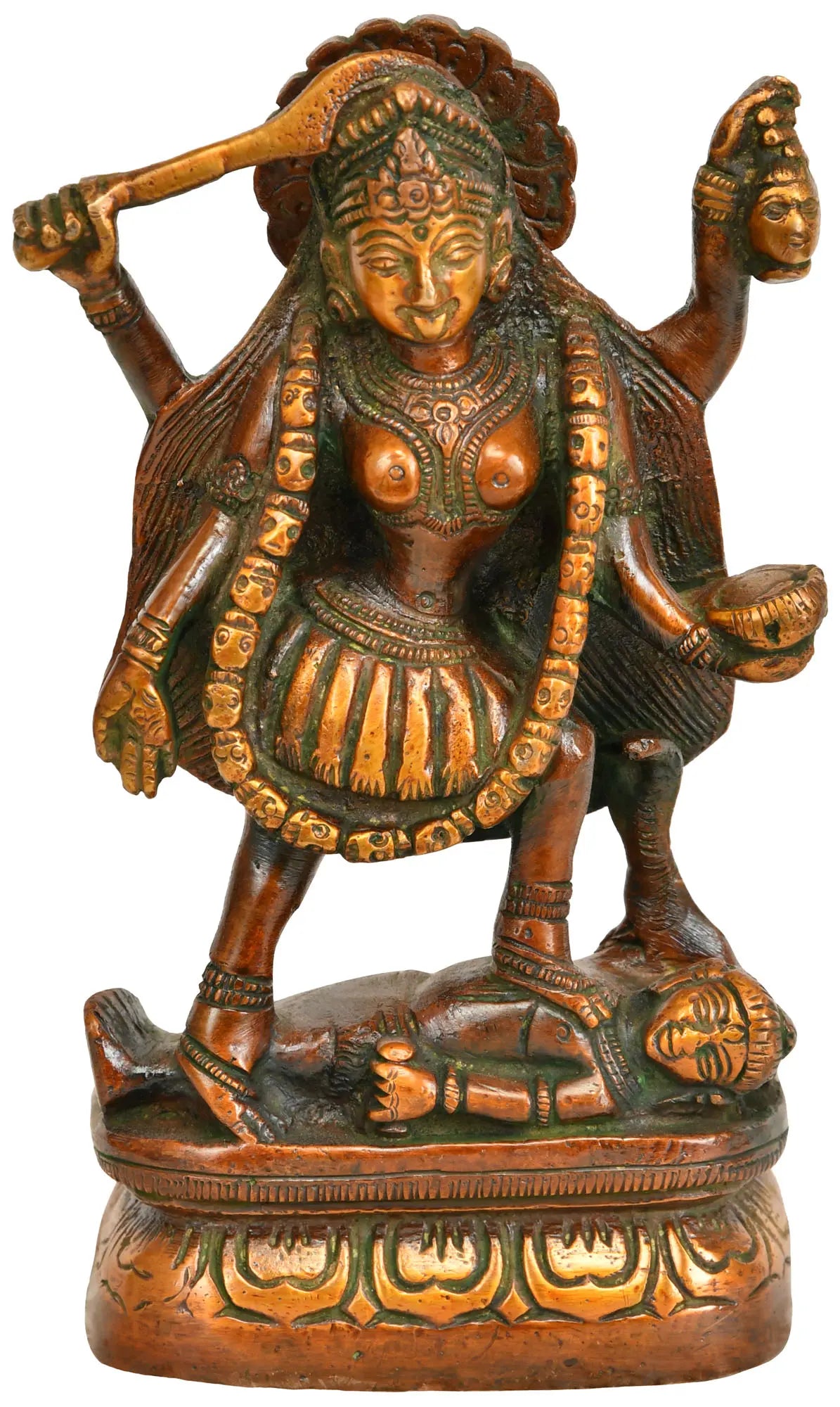 6" Goddess Kali Statue in Brass | Handmade Idols | Made in India