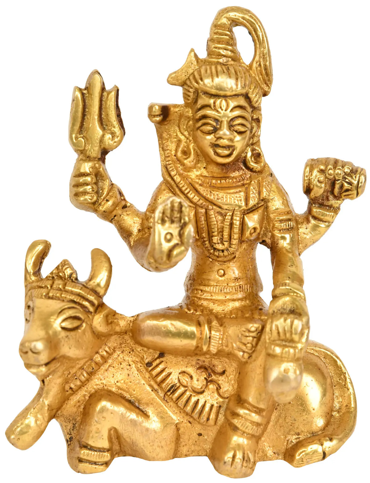 3" Lord Shiva Seated on Nandi (Small Statue) In Brass | Handmade | Made In India