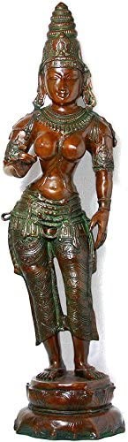 44" Goddess Parvati Shivakamasundari Handmade Brass Statue