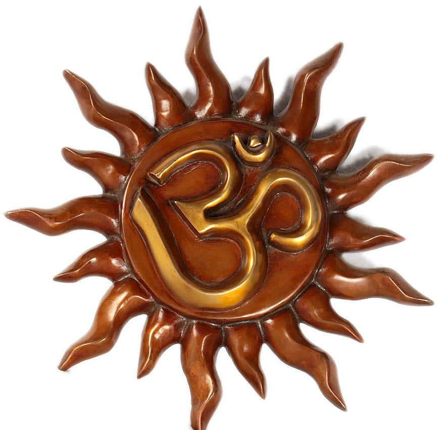 12" Om AUM Surya Brass Wall Hanging Handmade