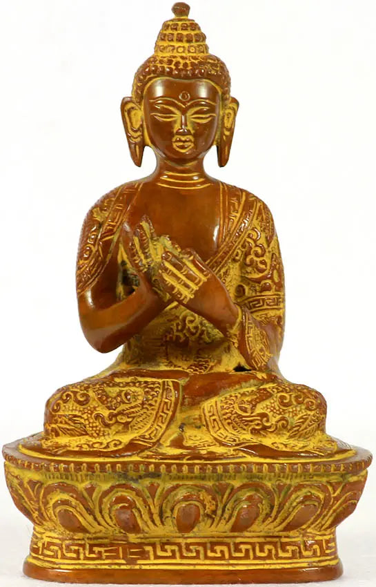 6" Preaching Buddha Handmade Brass Idol for Home Decor