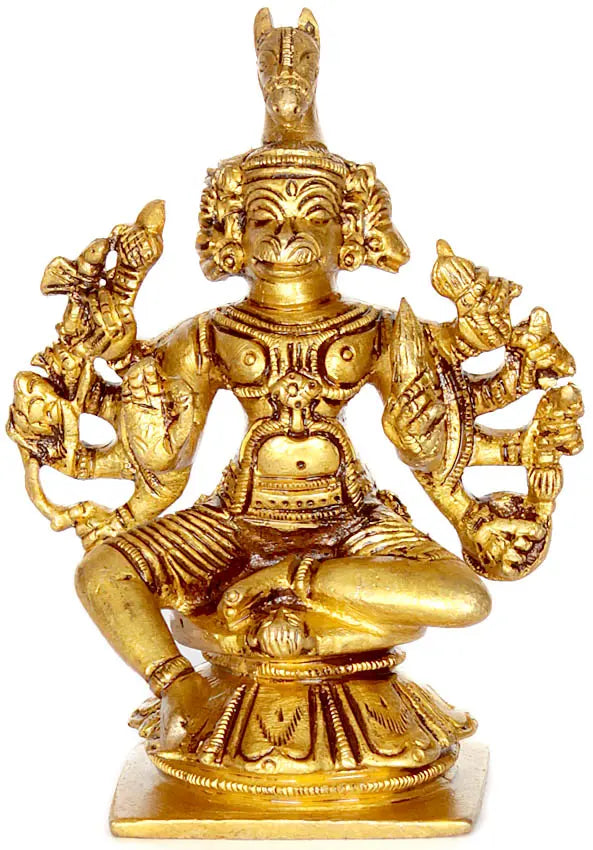 3" Pancha-Mukhi Hanuman Brass Idol Handmade