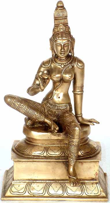 Seated Uma Brass Idol for Pooja