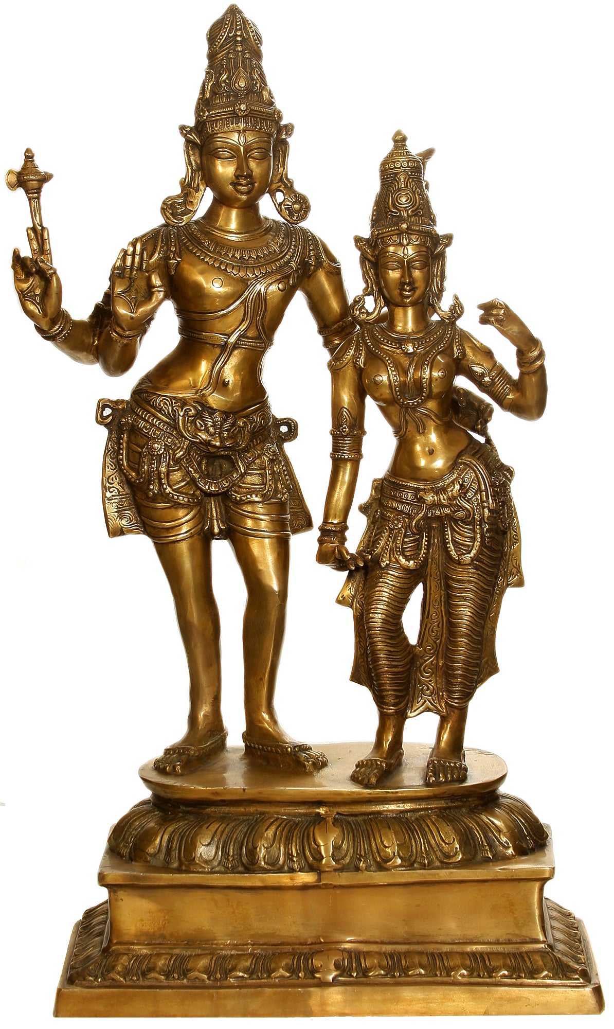 36" Large Size Lord Shiva with Parvati Brass Statue | Handmade | Made In India