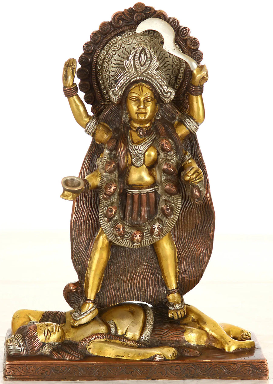 11" Mother Goddess Kali Brass Handmade Statue for Pooja
