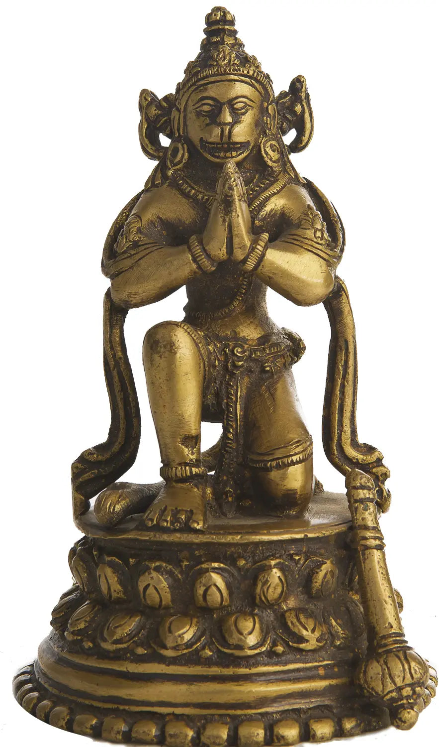 Hanuman Statue Leaping to Lanka - Brass Idol for Pooja