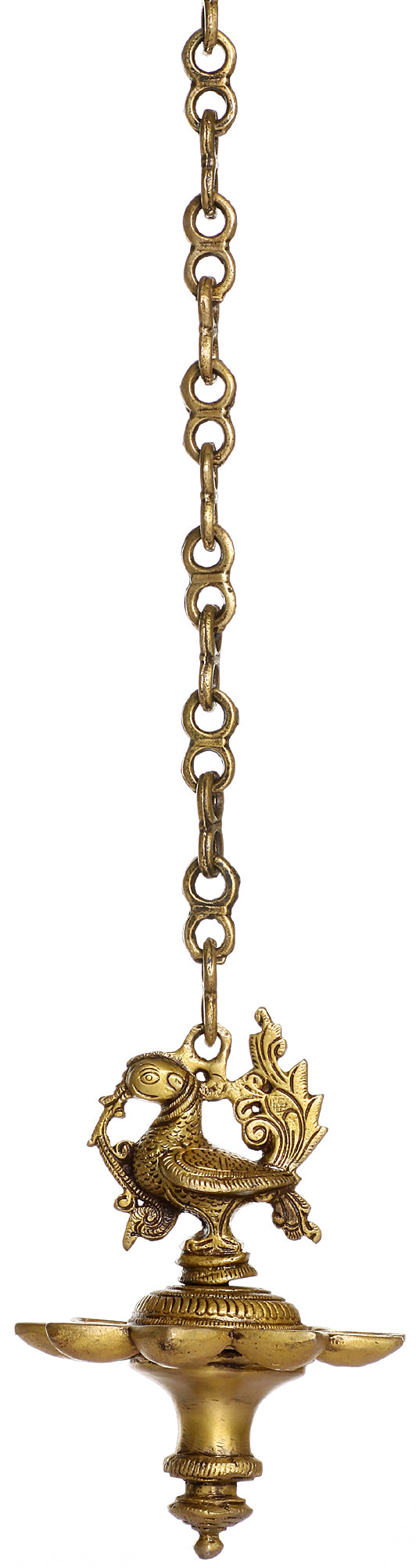 6" Brass Peacock Hanging Lamp Handmade