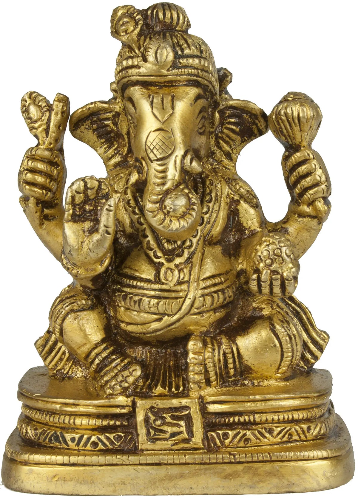 3" Lord Ganesha Granting Abhaya to Devotees | Handmade Brass Statue | Made in India