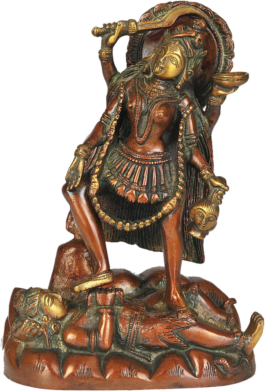 7" Kali Handmade Brass Idol for Pooja and Home Decor