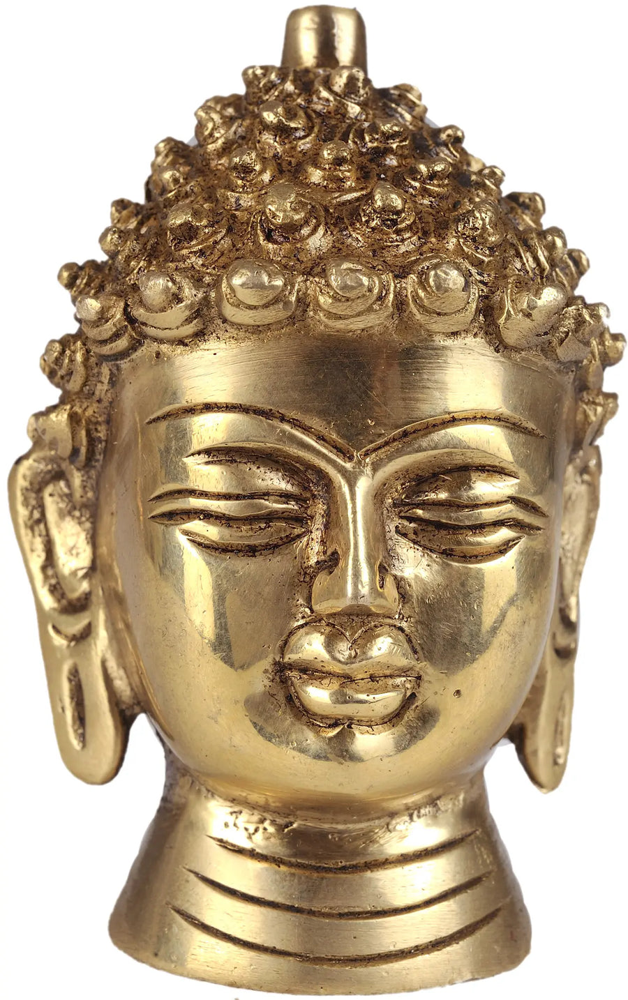 3" Lord Buddha Head Brass Statue Handmade