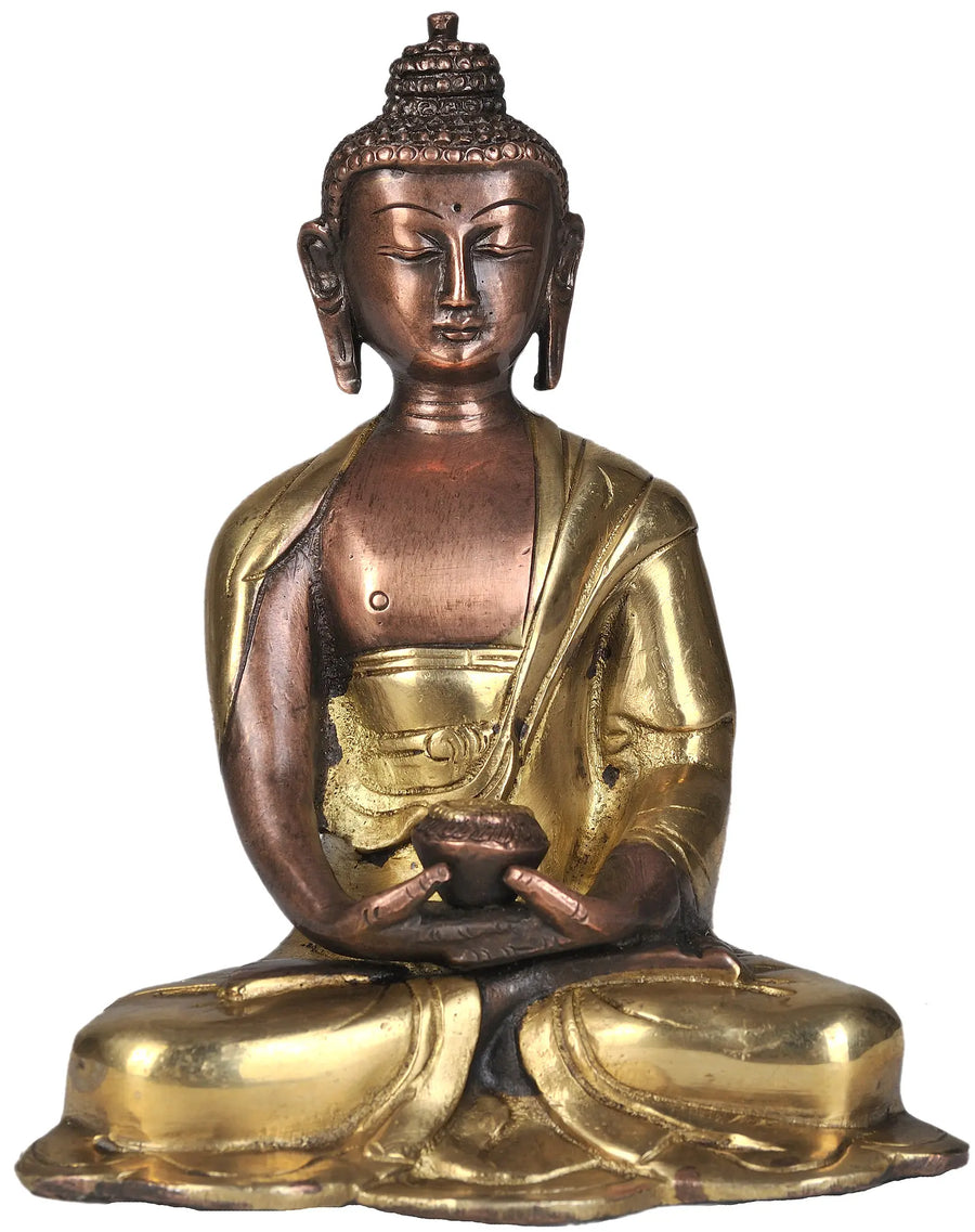 6" Meditating Buddha Handmade Brass Statue
