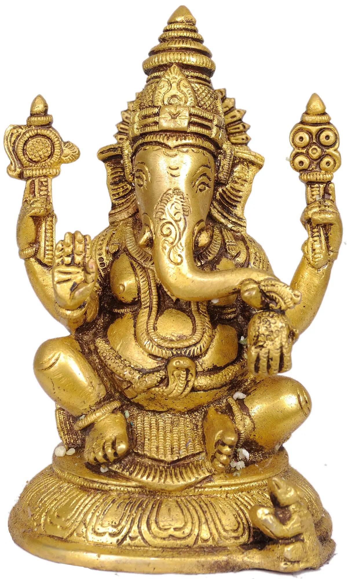 6" Lord Ganesha Sculpture in Brass | Handmade | Made in India