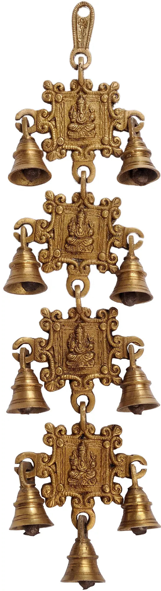 Ganesha Brass Wall Hanging Bells for Home Decor