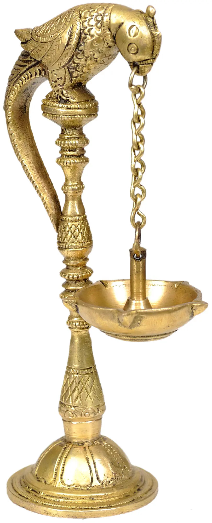 7" Handmade Brass Parrot Five-Wick Hanging Lamp with Stand