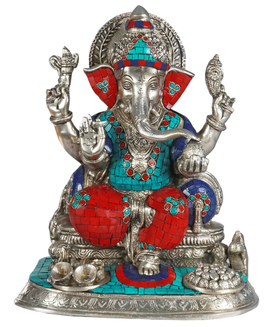 13" Lord Ganesha Handmade Brass Statue for Home Decor