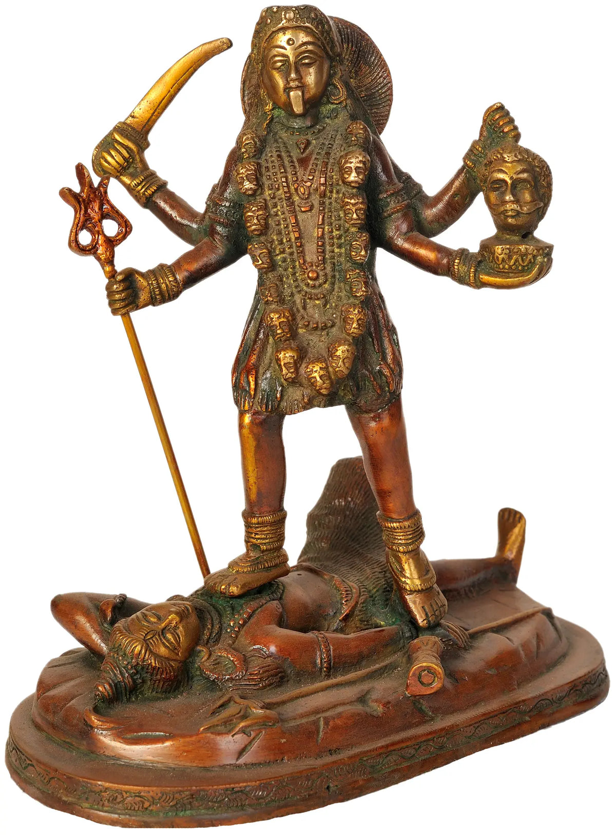 8" Mother Goddess Kali In Brass | Handmade | Made In India