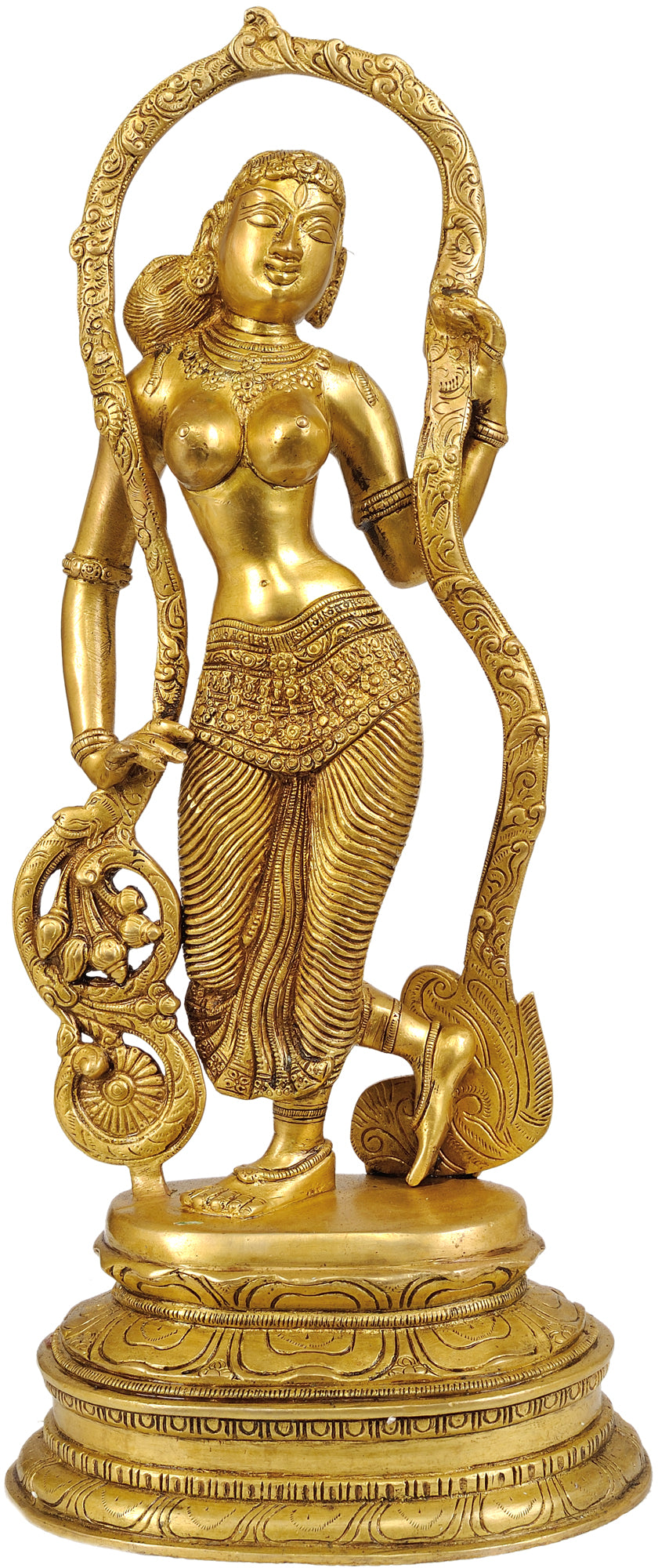 16" Handmade Brass Statue of Beautiful Maid