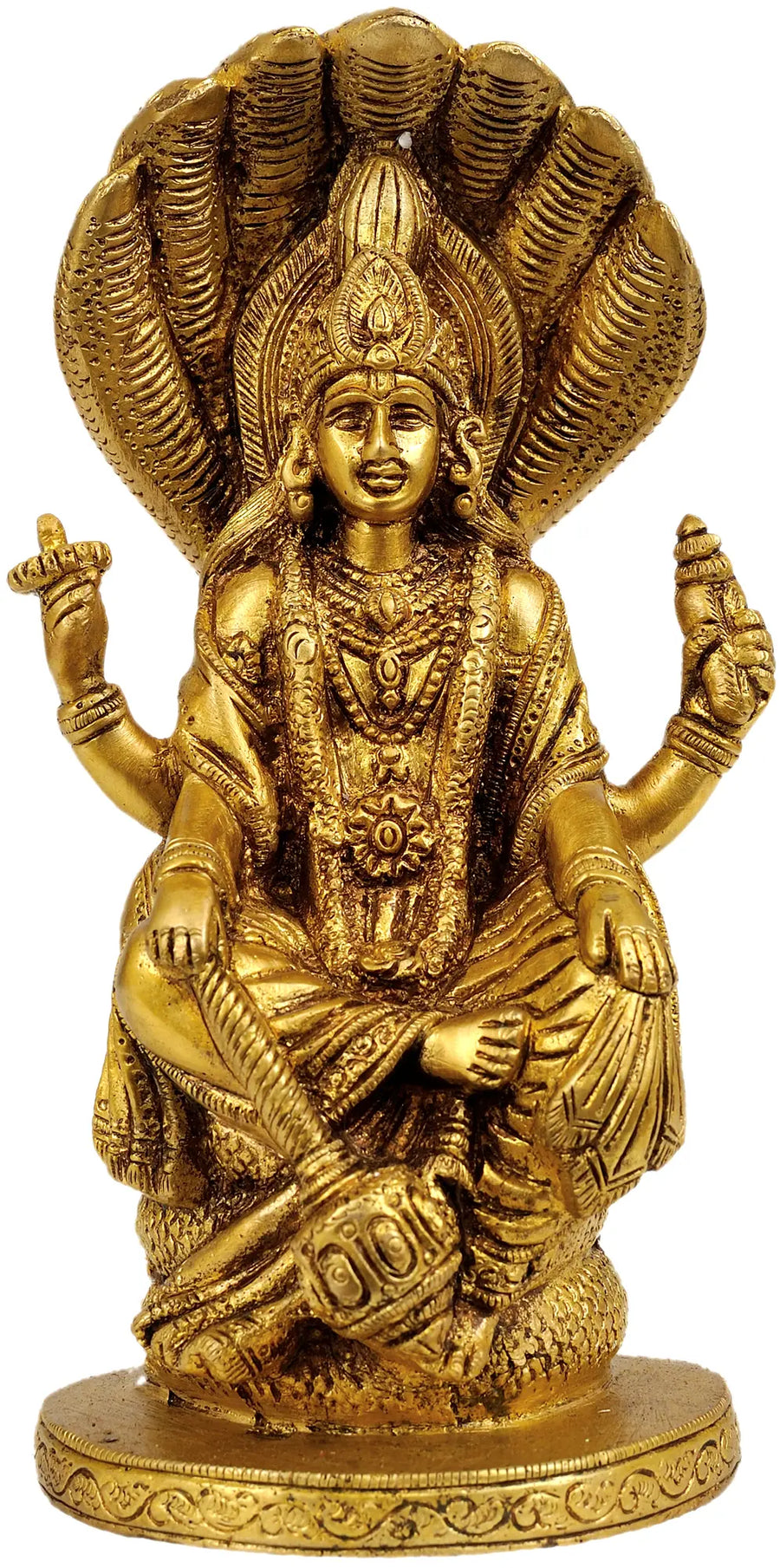 Lord Vishnu Seated on Sheshnag Brass Idol