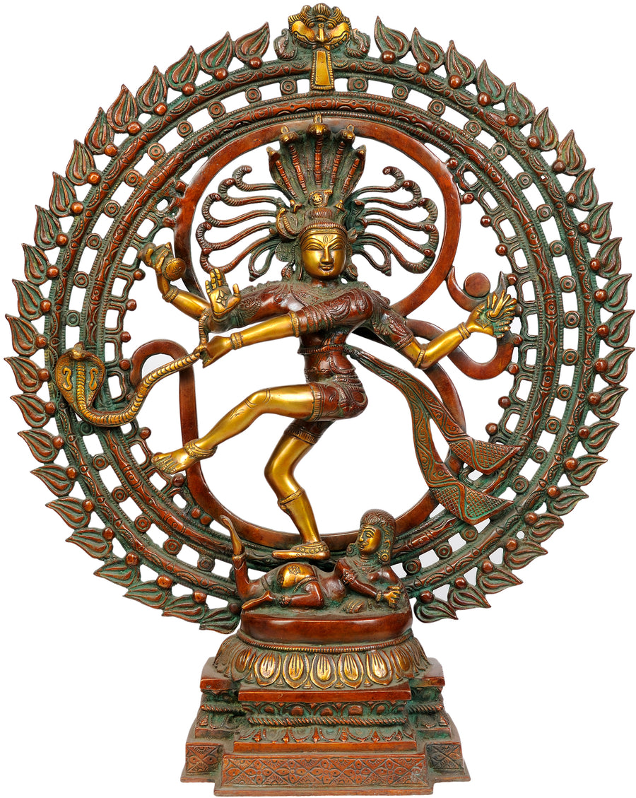 23" Nataraja in OM Handmade Brass Statue for Home Pooja