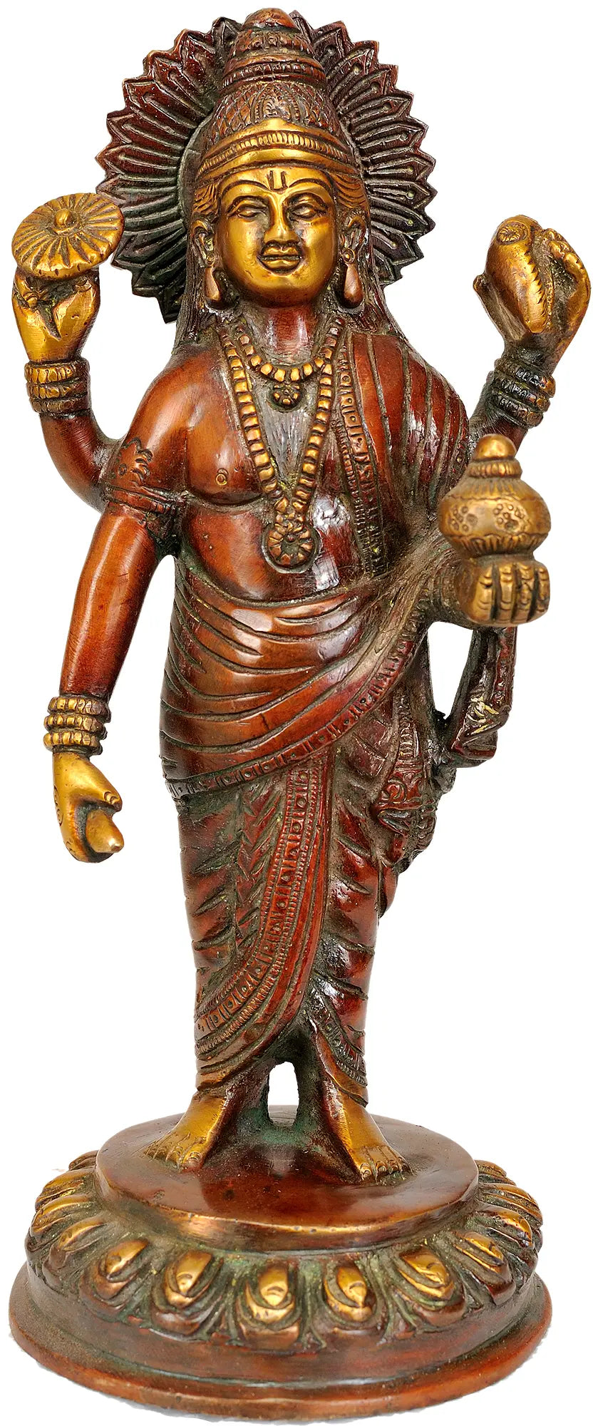 8" Dhanvantari - The Physician of Gods In Brass | Handmade | Made In India