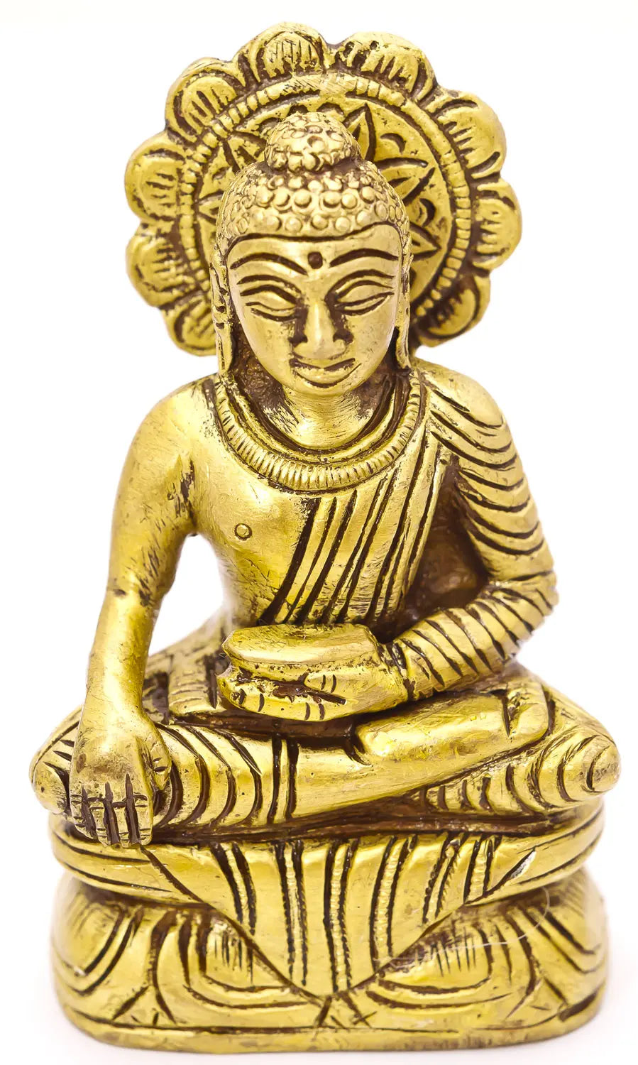 3" Buddha Brass Idol Handmade Home Decor Sculpture