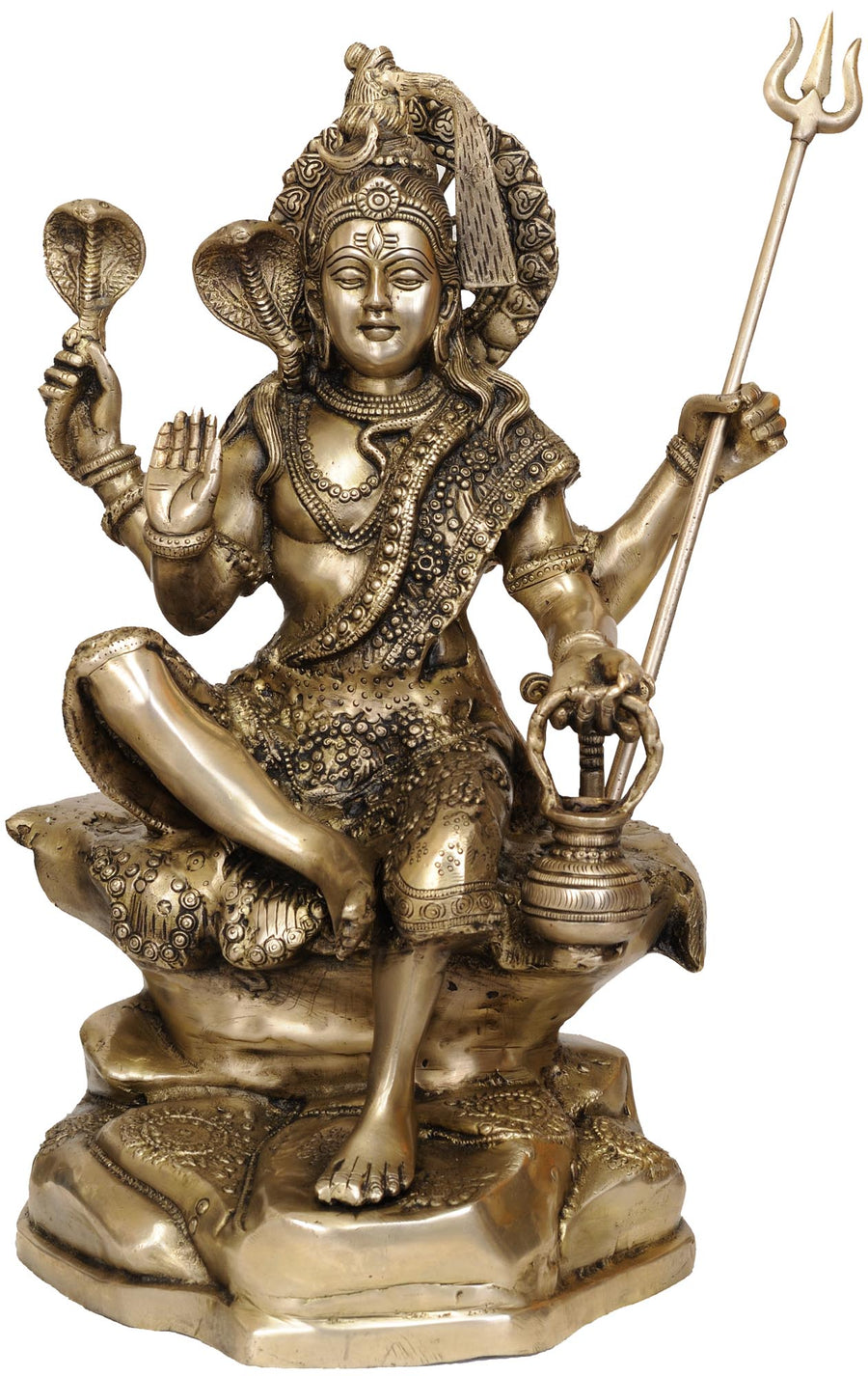 20" Handmade Lord Shiva Granting Abhaya Brass Statue