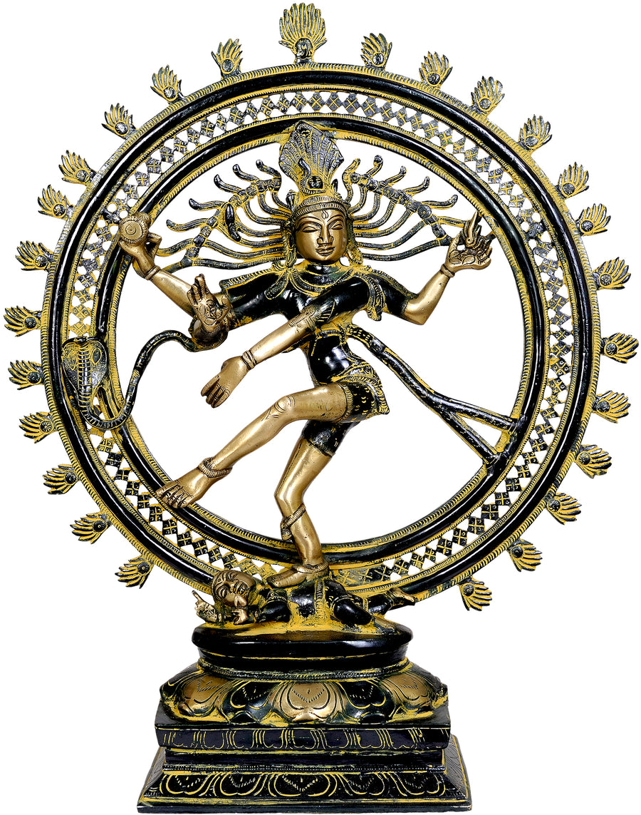 24" Handmade Triple Hued Nataraja Brass Statue