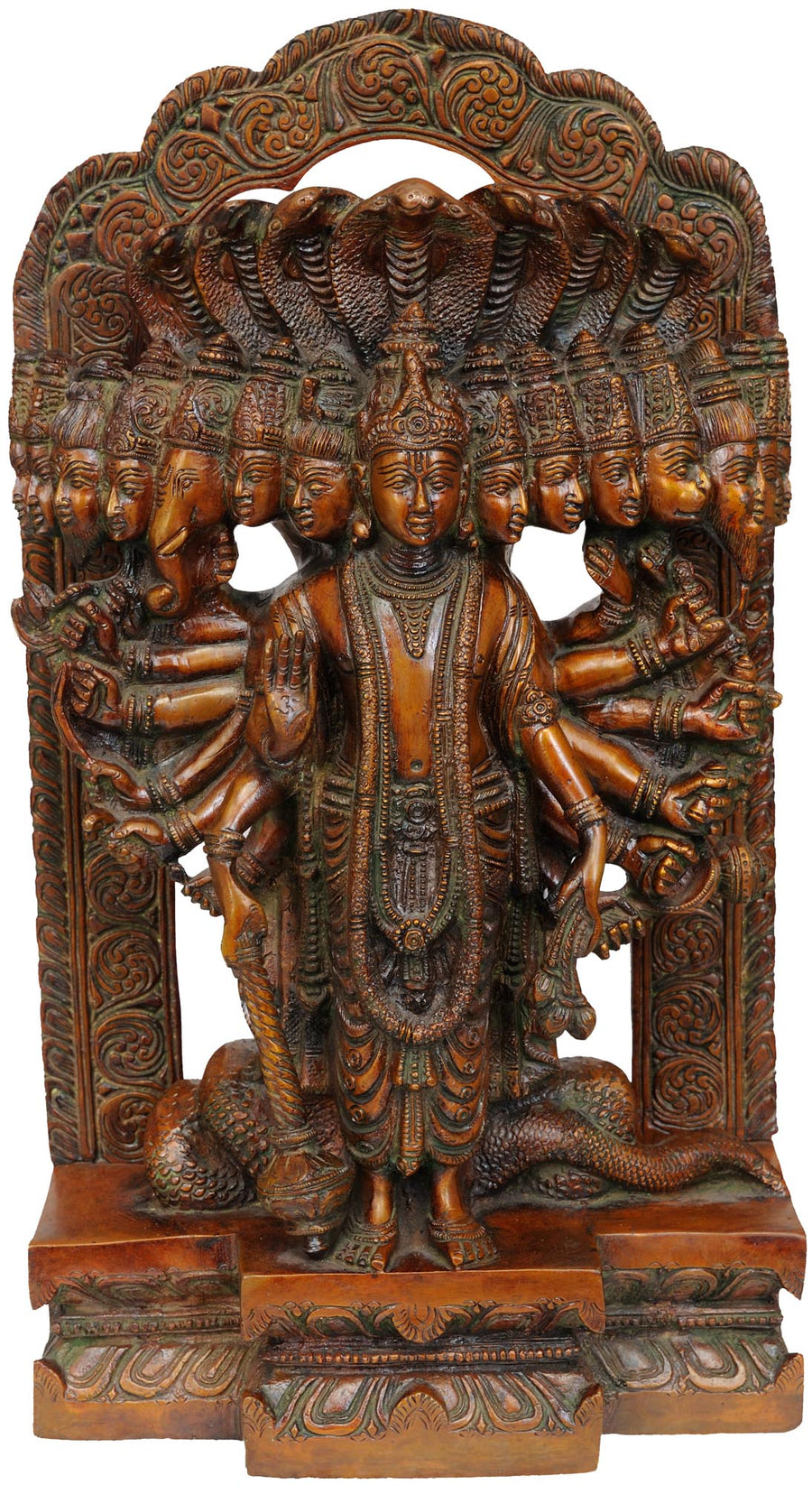 14" Lord Vishnu Cosmic Incarnation Brass Handmade Statue