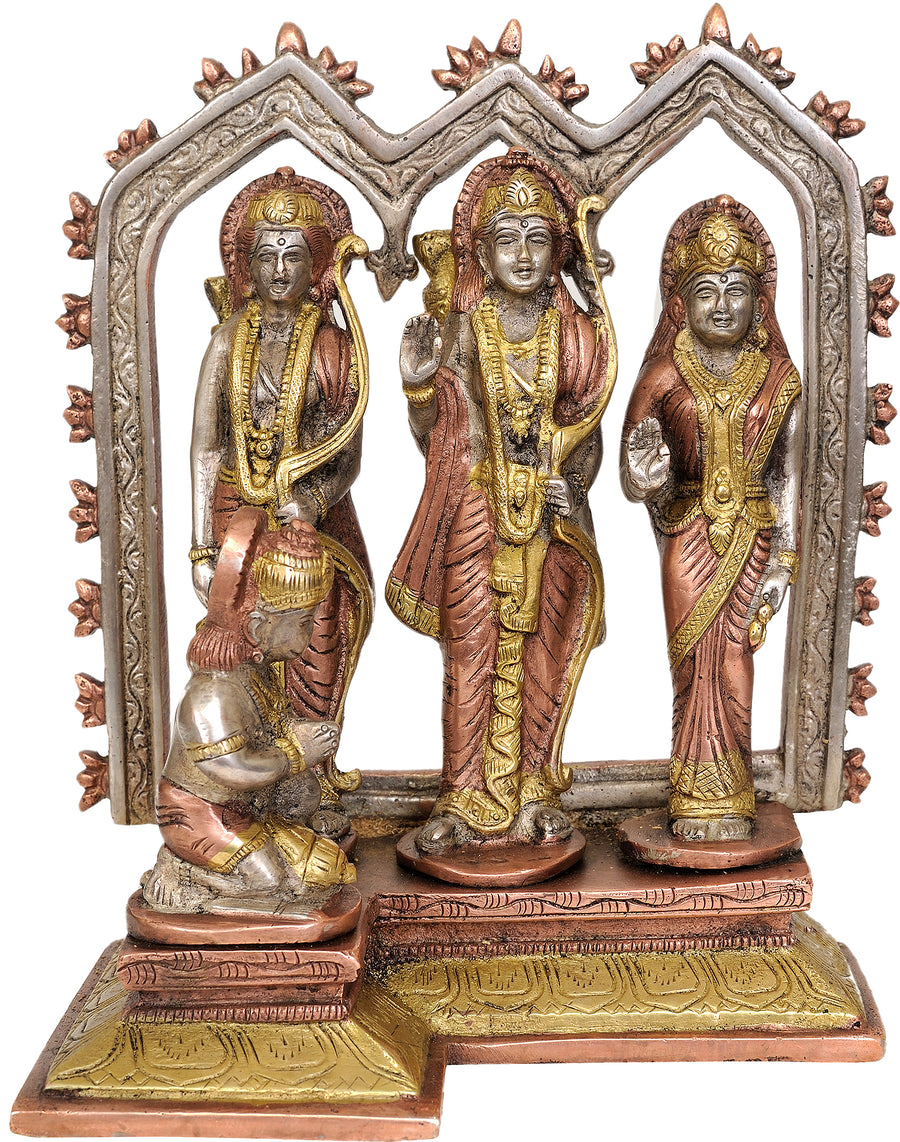 8" Shri Rama with Sita Lakshman and Hanuman Brass Idol