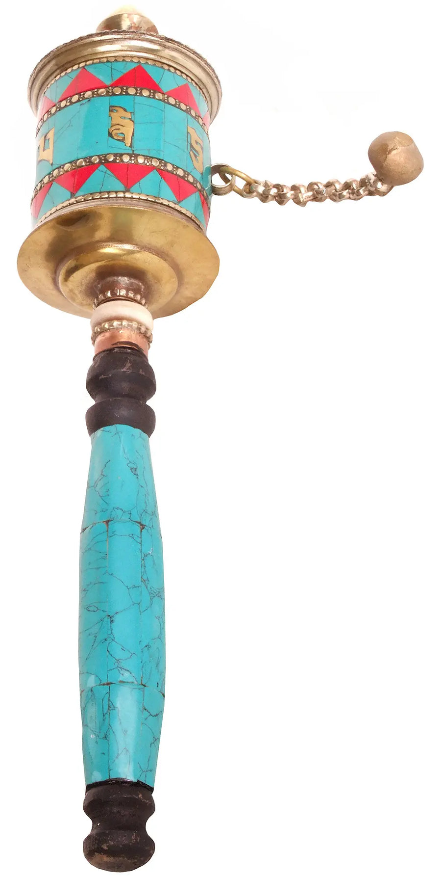 Handmade Brass Hand Held Prayer Wheel Statue