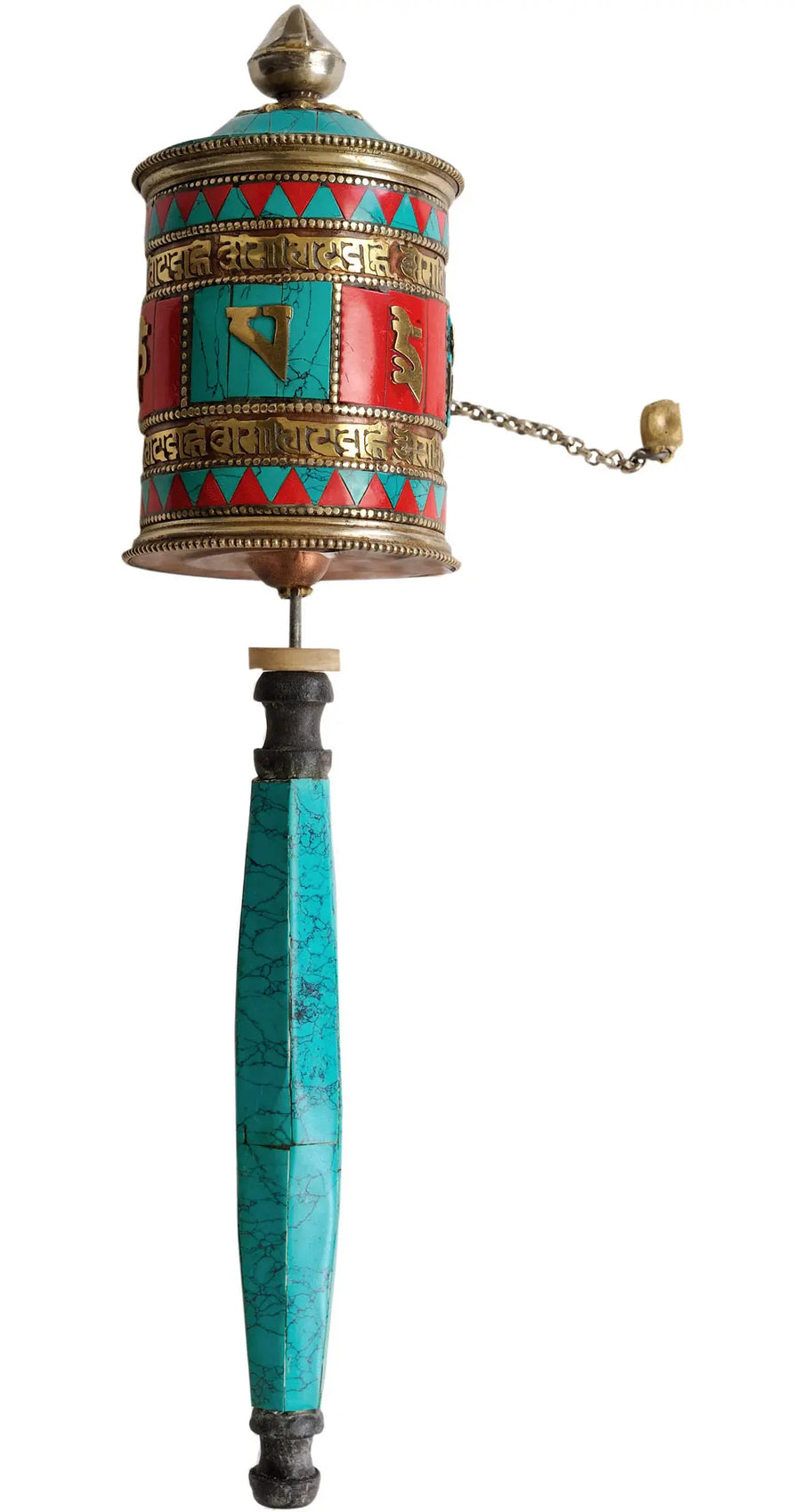 Handmade Brass Hand Held Prayer Wheel for Meditation