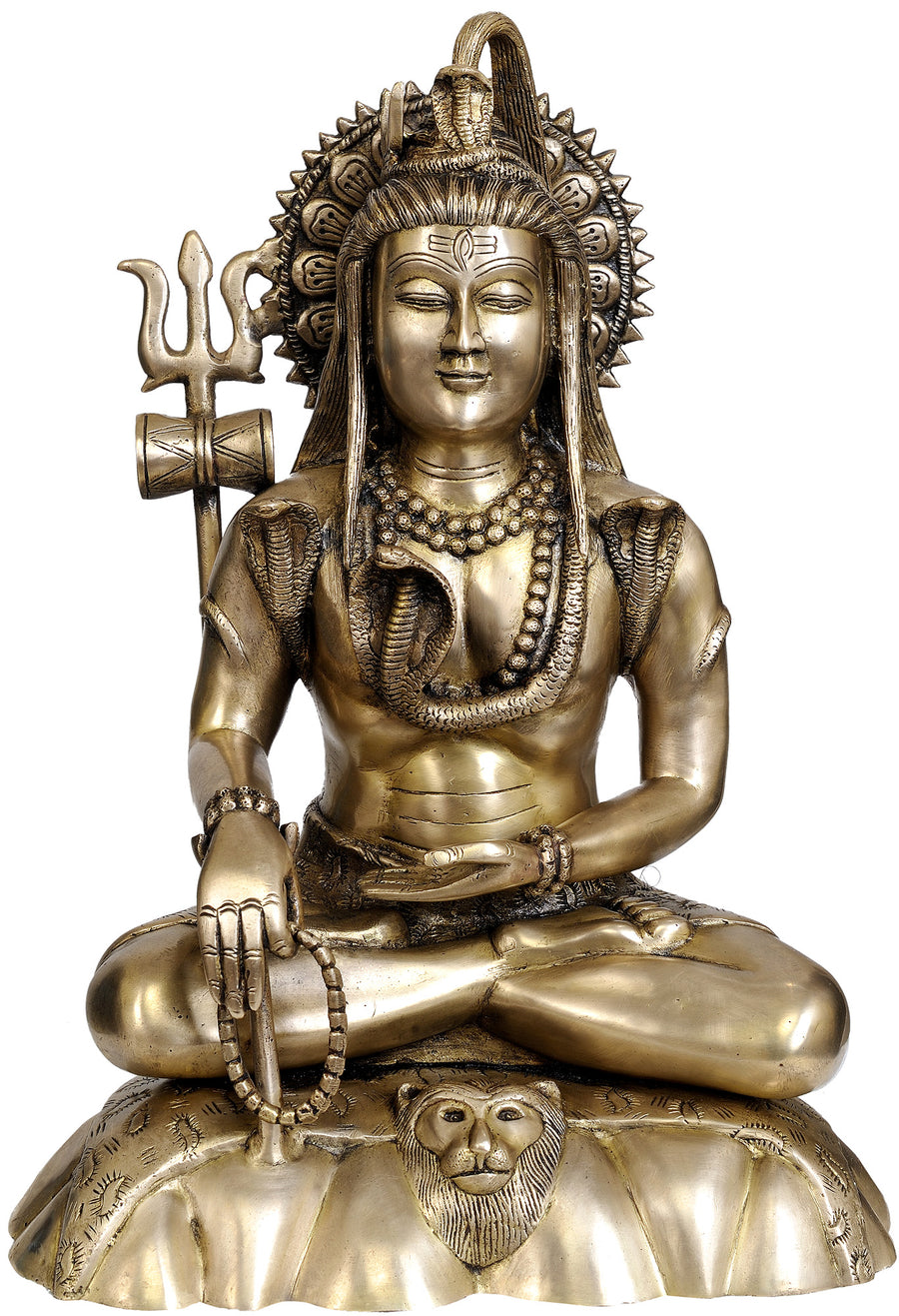 17" Handmade Bhagawan Shiva Brass Statue for Pooja