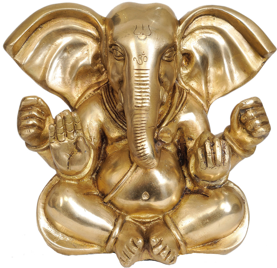 Lord Ganesha Idol with Large Ears Handmade Brass Statue