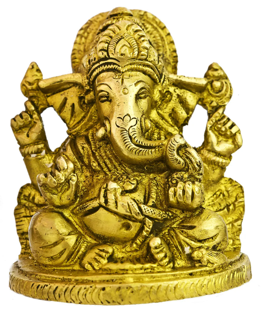 3" Ganapati Ji Handmade Brass Idol for Pooja