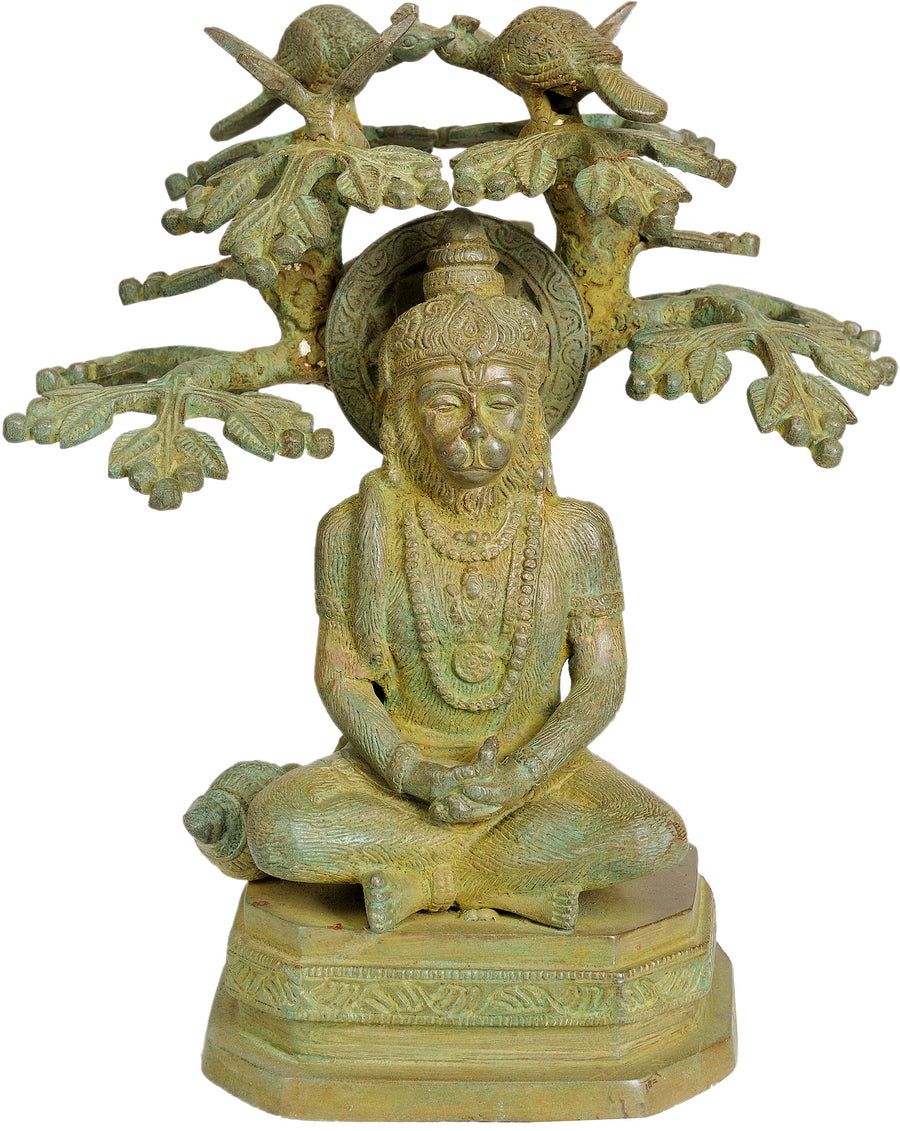 9" Hanuman Meditating Brass Statue for Home Pooja